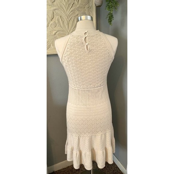 London Times Dress Sz 14 Cream/Tan Crochet Lace Overlay Sleeveless Wedding Party - Picture 12 of 12
